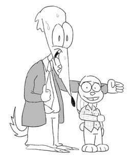 anthro bodily_fluids bottomwear claws clothed clothing duo feet female fur gesture hand_gesture hand_on_arm looking_at_viewer male nervous open_mouth pants sharp_teeth shirt simple_background smile sweat tail teeth thumbs_up topwear white_body white_fur rumcoat disney zootopia judy_hopps rum_(rumcoat) borzoi canid canine canis domestic_dog hunting_dog lagomorph leporid mammal rabbit sighthound digital_media_(artwork) monochrome