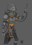 anthro armor biped clothed clothing fully_clothed gun headgear helmet male ranged_weapon solo standing weapon wolfdawg star_wars alien alien_humanoid humanoid pyke_(species) hi_res