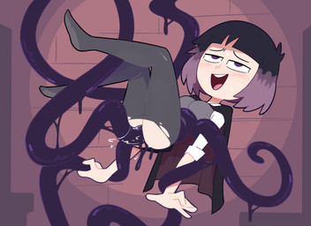 black_hair blush bodily_fluids breasts clothed clothing consentacles duo feet female hair human_focus looking_pleasured multicolored_hair not_furry open_mouth open_smile penetration purple_hair sex smile soles solo_focus sweat tentacle_in_vagina tentacle_penetration tentacle_sex tentacles torn_clothing two_tone_hair vaginal vaginal_penetration miscon kaisa_(hilda) human mammal tentacle_creature 11:8 2025 absurd_res hi_res