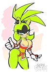 anthro areola big_areola big_breasts big_nipples blue_eyes breasts camel_toe cleavage clothed clothing ear_piercing female green_body looking_at_viewer nipple_piercing nipple_slip nipples piercing presenting smile smiling_at_viewer solo tan_body glitchslime capcom final_fight idw_publishing sega sonic_the_hedgehog_(comics) sonic_the_hedgehog_(idw) sonic_the_hedgehog_(series) maki_(final_fight) surge_the_tenrec afrosoricid mammal tenrec 2024 hi_res