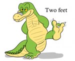 3_toes anthro biped feet green_body male nude simple_background solo text toes jolly_the_lizard brok_the_investigator cowcat_games brok_(brok_the_investigator) alligator alligatorid crocodilian reptile scalie 2022