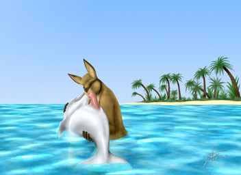 animal_genitalia animal_penis anthro anthro_on_feral anthro_penetrated beach bestiality cetacean_genitalia cetacean_penis detailed_background duo erection fellatio feral feral_penetrating feral_penetrating_anthro genitals half_submerged interspecies male male/male male_penetrated male_penetrating male_penetrating_male oral oral_penetration outside partially_submerged penetration penile penis realistic_feral sea seaside sex sex_on_the_beach sky submerged_tail tail_in_water tapering_penis water wairu aquatic cetacean dolphin kangaroo macropod mammal marsupial oceanic_dolphin toothed_whale 2008 3d_(artwork) dated digital_media_(artwork) signature