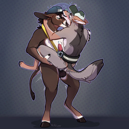 anal anal_penetration animal_genitalia animal_penis anthro anthro_on_anthro anthro_penetrated anthro_penetrating anthro_penetrating_anthro balls blush bodily_fluids brown_body brown_fur canine_genitalia canine_penis clothing countershade_face countershade_torso countershading cum cum_from_ass cum_in_ass cum_inside cum_while_penetrated cumshot duo ejaculation erection fur genital_fluids genitals grey_body grey_fur harness hat hat_only headgear headgear_only headwear headwear_only hooves leaking_cum male male/male male_anthro male_penetrated male_penetrating male_penetrating_male mostly_nude mostly_nude_anthro mostly_nude_male penetration penile penile_penetration penis penis_in_ass pink_penis sex simple_background standing tail tan_body tan_fur white_body white_fur meldritchhorror daryl_(treppan) harvey_(meldritchhorror) asinus canid canine canis coyote donkey equid equine mammal 1:1 2019 absurd_res hi_res