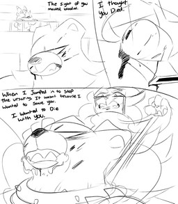 anthro asphyxiation blood blood_on_arm blood_on_face blood_on_hand bodily_fluids choking clenched_teeth crying duo female fight strangling tears teeth text spicykiwi nintendo pokemon tulip_(spicykiwi) floragato generation_2_pokemon generation_9_pokemon pokemon_(species) ursaring absurd_res comic english_text hi_res monochrome story