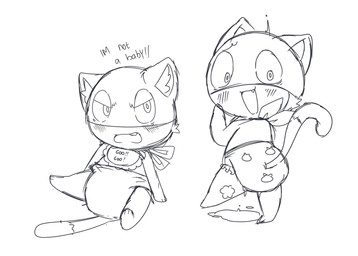 anthro bodily_fluids clothed clothing diaper genital_fluids leaking_diaper male solo unclean_diaper urine used_diaper wearing_diaper wet_diaper wetting wetting_diaper coopitchu atlus megami_tensei persona_(series) persona_5 sega morgana_(persona) domestic_cat felid feline felis mammal digital_media_(artwork) hi_res sketch