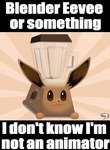 :3 after_transformation ambiguous_gender appliance blender_(machine) container glass glass_container humor implied_transformation kitchen_appliance pun solo text visual_pun kyuq blender_(copyright) blender_eevee_(copyright) nintendo pokemon animate_inanimate eevee generation_1_pokemon pokemon_(species) 2023 absurd_res english_text hi_res impact_(font) meme