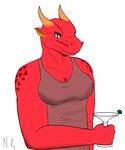 alcohol anthro beverage breasts cleavage clothed clothing cocktail_glass container cup dress drinking_glass female glass glass_container glass_cup holding_beverage holding_object muscular muscular_female scales solo erosion-dragon mythology dragon mythological_creature mythological_scalie scalie wingless_dragon hi_res