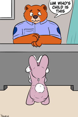 ageplay anthro clothing diaper duo feces male male/male roleplay simple_background soiled_diaper soiling text unclean_diaper used_diaper yourfur disney zootopia finnick_(zootopia) bear canid canine fennec_fox fox mammal true_fox absurd_res hi_res