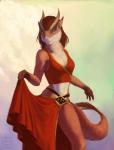 4_fingers anthro breasts claws clothed clothing female fingers fur green_eyes horn smile solo standing tail rubyorrs mythology lisyra_(avelos) dragon dragoon_(avelos) furred_dragon furred_scalie mythological_creature mythological_scalie reptile scalie wingless_dragon 2019 digital_media_(artwork) hi_res