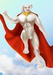 anthro balls cape clothing collar erection fur genitals humanoid_genitalia humanoid_penis male muscular muscular_male nude pecs penis simple_background solo vossjaeger dc_comics dc_league_of_super-pets krypto_the_superdog krypto canid canine canis domestic_dog mammal absurd_res digital_media_(artwork) hi_res