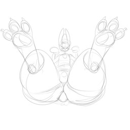 anthro big_butt boxing_gloves butt clothing duo facesitting feet female female_on_bottom handwear male male/female male_on_top narrowed_eyes on_bottom on_top pawpads paws pinned raised_foot simple_background sitting sitting_on_another smothering soles squint white_background jigglyjuggle jiggly_juggle_(oc) yac_(jigglyjuggle) 1:1 monochrome sketch
