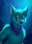3:4 anthro blue_body blue_eyes blue_fur canid canine canis face_focus fur looking_at_viewer male mammal mint_the_wolf mylafox smile solo wolf