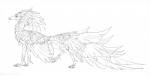 ambiguous_gender black_line_art feathers feral quadruped side_view solo standing nukerooster feonix digital_drawing_(artwork) digital_media_(artwork) full-length_portrait hi_res line_art portrait sketch