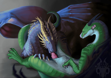 duo fellatio female feral looking_pleasured male male/female oral penile sex ripley_kaegonni inheritance_cycle mythology ryland saphira dragon mythological_creature mythological_scalie scalie absurd_res hi_res
