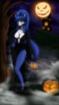 alternative_fashion anthro biped black_nose blue_body blue_fur breasts cemetery cleavage clothed clothing cosplay female fog food footwear fruit fur goth green_eyes haunted_house high_heels holidays jack-o'-lantern looking_at_viewer nipple_outline plant pumpkin pumps shoes solo trad_goth astraldog elvira:_mistress_of_the_dark halloween nintendo star_fox elvira_(mistress_of_the_dark) krystal_(star_fox) canid canine fox mammal 2017 absurd_res hi_res