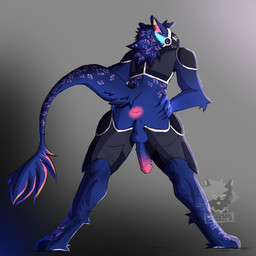 angry anthro anus balls bent_over butt genitals looking_at_viewer looking_back machine male penis presenting presenting_hindquarters solo spread_butt spread_legs spreading raspberry_fruit_fox nebby_the_protogen protogen 1:1 absurd_res hi_res