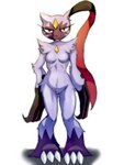 anthro breasts claws female fur long_claws looking_at_viewer nude red_eyes small_breasts smile solo ketsuneko nintendo pokemon pokemon_legends_arceus generation_8_pokemon pokemon_(species) sneasler 3:4 hi_res