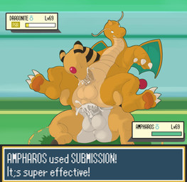 anal anal_penetration anthro anus balls big_butt bodily_fluids butt cum cum_in_ass cum_in_mouth cum_inside cum_splatter cum_while_penetrated duo fellatio gameplay_mechanics genital_fluids genitals gui health_bar male male/male male_penetrated male_penetrating male_penetrating_male oral orgasm penetration penile penile_penetration penis penis_in_ass sex simple_background teeth text nsfsushi nintendo pokemon ampharos dragonite generation_1_pokemon generation_2_pokemon pokemon_(species) 2019 absurd_res digital_media_(artwork) english_text hi_res