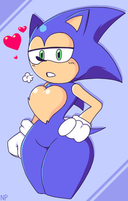 anthro blue_background blue_body blue_fur blue_hair breasts breath chest_tuft clothing crossgender featureless_crotch female femboy fur gloves gloves_only hair half-closed_eyes hand_on_hip handwear handwear_only heart_symbol lidded_eyes looking_at_viewer mostly_nude mtf_crossgender narrowed_eyes open_mouth short_tail simple_background small_waist solo standing tail tan_body tan_fur thick_thighs tuft wide_hips nocklepie sega sonic_the_hedgehog_(series) sonic_the_hedgehog eulipotyphlan hedgehog mammal 2024 portrait signature three-quarter_portrait busty_boy_(lore) male_(lore)