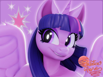 1_horn anthro anthrofied border dark_eyelids eyelashes feathered_wings feathers female glistening glistening_body hair horn long_hair looking_aside outside_border purple_background purple_body purple_border purple_eyes purple_hair purple_wings simple_background smile solo star text wings geodat friendship_is_magic hasbro my_little_pony mythology twilight_sparkle_(mlp) equid equine mammal mythological_creature mythological_equine winged_unicorn 2025 3d_(artwork) 4:3 bust_portrait digital_media_(artwork) english_text portrait purple_theme
