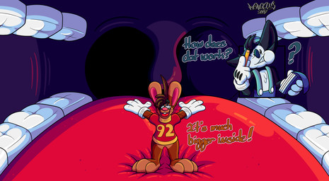 3_toes 4_fingers anthro big_feet big_tongue cartoon_gloves cheek_bulge duo feet fingers inside_mouth male male/male mawplay open_mouth paws red_tongue soft_vore toes tongue toony uvula vore whiskers marquis2007 foley_(tamerkoh) roderick_(tamerkoh) canid canine fox lagomorph leporid mammal rabbit absurd_res hi_res