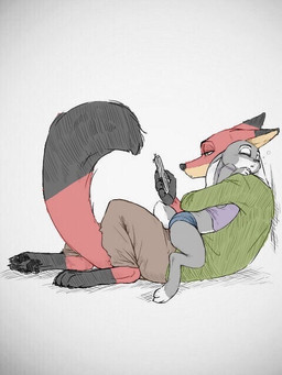 anthro black_body black_fur cellphone clothed clothing cuddling drunk duo electronics female fur grey_body grey_fur hug male male/female paws phone red_body red_fur simple_background sleeping substance_intoxication white_background asyuka1230 third-party_edit disney zootopia judy_hopps nick_wilde canid canine fox lagomorph leporid mammal rabbit red_fox true_fox 3:4 colored