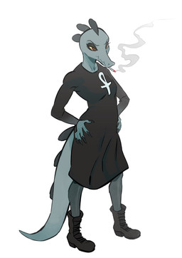 ankh anthro boots cigarette clothed clothing female footwear long_tail shoes simple_background smoke smoking solo standing tail white_background mervvin night_in_the_woods bea_santello crocodilian reptile scalie 2022 absurd_res hi_res