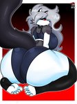 5_toes anthro areola big_breasts big_butt biped black_areola black_clothing black_footwear black_nipples black_socks bottomwear bra breasts butt camel_toe clothed clothed_anthro clothed_female clothing collar feet female footwear frown fur genital_outline gradient_background grey_body grey_bottomwear grey_bra grey_clothing grey_fur grey_hair grey_shorts grey_underwear hair head_turned hotpants huge_breasts huge_butt humanoid_feet legwear logo long_hair looking_at_viewer looking_back minishorts nipples outline plantigrade pussy_outline rear_view red_sclera shorts simple_background sitting skimpy socks solo spiked_collar spikes text thigh_highs thigh_socks toeless_footwear toeless_socks toes underwear white_body white_eyes white_fur white_outline vash_art helluva_boss mythology loona_(helluva_boss) canid canid_demon canine demon hellhound mammal mythological_canine mythological_creature 2024 3:4 artist_logo artist_name hi_res