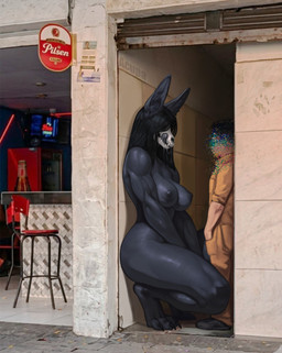 alcohol alley anthro areola arms_in_front bangs bar beer beverage biceps big_breasts big_feet black-hair black_areola black_body black_breasts black_claws black_clothing black_ears black_footwear black_fur black_nipples black_paws black_shoes black_skin black_tongue bodily_fluids bone bottomwear breast_pockets breasts brown_hair canine_ears canine_skull censored_face claws clothed clothed_human clothed_male clothing drooling duo ears_up electronics erect_nipples fangs feet female female_anthro fluffy_ears footwear fur furniture glitch hair hair_over_eye hair_over_eyes hand_in_pocket hands_in_front hands_in_lap jumpsuit kneeling kneeling_on_ground larger_anthro larger_female loafers looking_at_another looking_at_partner male male/female male_human medium_hair muscular muscular_anthro muscular_arms muscular_female nipples nude nude_anthro nude_female open_mouth orange_bottomwear orange_clothing orange_jumpsuit orange_topwear paws photo_background pixelated pockets prison_uniform real saliva sharp_teeth shoes shoulder_length_hair size_difference skull smaller_human smaller_male stool street tan_body tan_skin teeth television text thick_thighs tongue topwear wall_(structure) white_body white_skin acupa a_chance_encounter coca-cola scp_foundation d-class scp-1471-a canid canine canis human malo mammal skulldog_(species) 2026 absurd_res censored colored digital_media_(artwork) hi_res meme mixed_media mosaic_censorship photography_(artwork)