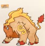 2018 2_toes alternate_color ambiguous_gender blonde_eyebrows blonde_mane brown_body brown_countershading brown_fur chest_tuft cloven_hooves countershade_face countershade_torso countershading emboar english_text eyebrows fakemon fangs feet feral feralized fire firefightdex flaming_eyebrows flaming_hair flaming_mane frown full-length_portrait fur fur_tuft generation_5_pokemon grey_hooves hi_res hooves leg_tuft mammal mane marco_fanjul marker_(artwork) markings mixed_media multicolored_body multicolored_fur muscular muscular_ambiguous muscular_feral nintendo pen_(artwork) pig_nose pokemon pokemon_(species) portrait pseudo_hair pseudo_mane quadruped red_body red_eyes red_fur red_nose red_tail reverse_countershading shadow side_view simple_background solo standing suina tail tail_tuft tan_body tan_fur teeth text thick_eyebrows toes traditional_media_(artwork) tuft tusks two_tone_tail unibrow white_background yellow_body yellow_fur yellow_markings yellow_tail