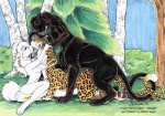 1998 anthro anthro_on_taur arctic_fox black_body black_fur black_hair blue_eyes breast_fondling breast_play breasts brown_eyes canid canine chakat chakona_space detailed_background eye_contact felid felid_taur female female/female fondling forest forestwalker fox fur grey_eyes group group_sex gynomorph gynomorph/female hair half-closed_eyes hand_on_breast herm_(lore) intersex intersex/female jaguar jessica_willard kissing leopard_spots licking long_hair looking_at_another mammal mammal_taur melanistic midnight_(goldfur) narrowed_eyes nature nipples nude outside pantherine penetration plant ponytail sex sitting sky spots tail taur taur_on_taur threesome tongue tongue_out traditional_media_(artwork) tree trina_snowfox trio true_fox white_body white_fur white_hair wood yellow_body yellow_fur