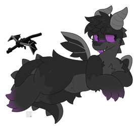 2_horns ambiguous_gender black_body black_fur blep blush blush_lines claws feral fur head_tuft horn lighter_belly logo looking_aside lying membrane_(anatomy) membranous_wings navel on_side purple_eyes simple_background small_wings solo spiked_tail spikes spikes_(anatomy) tail tapering_tail tongue tongue_out tuft white_background wings spookyfoxinc microsoft minecraft mojang mythology xbox_game_studios dragon ender_dragon furred_dragon furred_scalie mythological_creature mythological_scalie scalie artist_logo digital_drawing_(artwork) digital_media_(artwork) english_description hi_res reference_image