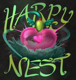 aggressive_fertilization black_background green_body heart_symbol impregnation nest ovum ovum_with_heart simple_background sperm_cell sperm_dominating_ovum stick_nest sticker symbol text wings zoquete european_mythology greek_mythology mythology avian harpy mythological_avian mythological_creature 2025 english_text hi_res signature