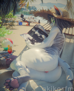 advertisement alcohol anthro anus ball beach beach_ball beverage breasts clothing duo electronics female green_eyes hammock hat headgear headwear inflatable magazine magazine_page male male/female phone reading reading_magazine straw_hat wet wet_body akikosfm valorlynz_(modeler) arknights hypergryph studio_montagne aak_(arknights) mica_(zyndet_fierfly) domestic_cat felid feline felis mammal 3d_(artwork) absurd_res blender_(artwork) digital_media_(artwork) hi_res