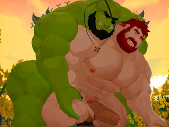 abs anal anal_penetration balls beard big_penis black_hair bodily_fluids dominant dominant_humanoid dominant_male duo erection eye_patch eyewear facial_hair genital_fluids genitals green_body hair holding_partner human_on_humanoid human_penetrated humanoid_penetrating humanoid_penetrating_human interspecies jewelry larger_dom larger_humanoid larger_male male male/male male_penetrated male_penetrating male_penetrating_male muscular muscular_male mustache necklace nipples not_furry nude open_mouth penetration penile penile_penetration penis penis_in_ass precum pubes red_hair sex size_difference smaller_human smaller_male smaller_penetrated submissive submissive_human submissive_male tusks freddyv7205172 lustful_desires logan_(lustful_desires) human humanoid mammal orc 4:3 hi_res