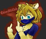 3_fingers anthro bangs blonde_hair blue_clothing blue_eyes blue_shirt blue_t-shirt blue_topwear chest_tuft clothing face_mask female fingers fur gesture grey_background hair hand_gesture hashtag markings medium_hair middle_finger shirt simple_background solo spots spotted_body spotted_ears spotted_fur t-shirt text thumbless topwear tuft white_inner_ear yellow_body yellow_fur mythrava amazon_(company) avocado_(mythrava) felid jaguar mammal pantherine 2020 colored digital_drawing_(artwork) digital_media_(artwork) english_text half-length_portrait portrait shaded