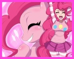 alternate_species border clothed clothing eyes_closed female feral hair humanized navel pink_border purple_eyes quadruped smile solo ninja-8004 friendship_is_magic hasbro my_little_pony pinkie_pie_(mlp) equid equine horse human mammal pony 2012 5:4 hi_res