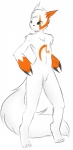 anthro claws fur male markings nude red_markings solo tail white_body white_fur derigrowl nintendo pokemon generation_3_pokemon pokemon_(species) zangoose hi_res