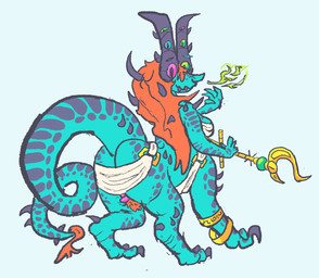 butt clothing female gaunt_summoner genitals gold_(metal) gold_jewelry hair jewelry magic_user mutated solo vulva vulva_visible_through_clothing wardrobe_malfunction woodhouse3d age_of_sigmar mythology warhammer_(franchise) tzeentch chaos_daemon daemon_of_tzeentch dragon dragon_taur mythological_creature mythological_scalie scalie taur