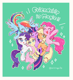 blush eyes_closed female feral flying group horn one_eye_closed simple_background smile sparkles wings wink mlringo3p friendship_is_magic hasbro my_little_pony mythology applejack_(mlp) fluttershy_(mlp) pinkie_pie_(mlp) rainbow_dash_(mlp) rarity_(mlp) twilight_sparkle_(mlp) earth_pony equid equine horse mammal mythological_creature mythological_equine pegasus pony unicorn