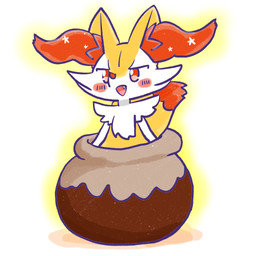 ambiguous_anthro ambiguous_gender anthro biped blush blush_stickers cute_fangs fangs food front_view looking_at_viewer no_pupils open_mouth open_smile shrimp_(food) simple_background smile snout solo standing teeth vase annyui0611 nintendo pokemon braixen canid generation_6_pokemon mammal pokemon_(species) 1:1 2023 digital_drawing_(artwork) digital_media_(artwork) hi_res japanese_description translated_description