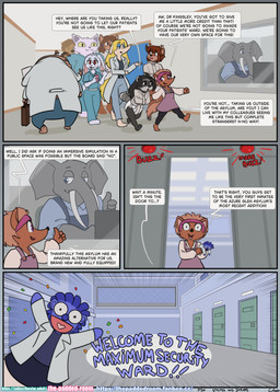 anthro asylum bdsm bondage bound diaper female group hospital medical restraints straitjacket text the_padded_room alexandra_ashuran charlotte_cartwright esmeralda_kingsley ludivine_laminelle nara_(tpr) canid canine deer elephant elephantid felid feline kangaroo macropod mammal marsupial proboscidean procyonid raccoon absurd_res comic english_text hi_res