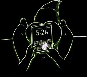 animal_genitalia anthro balls big_balls big_sheath black_background genitals green_line_art huge_balls hyper hyper_balls hyper_genitalia male sheath simple_background small_but_hung solo tablet tail young young_anthro young_but_hung young_male aogami canid canine fox mammal absurd_res colored_line_art comic digital_drawing_(artwork) digital_media_(artwork) green_theme hi_res line_art monochrome