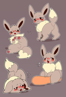 ambiguous_gender blush brown_body brown_eyes brown_fur butt cute_fangs digitigrade dipstick_tail fangs featureless_crotch feet feral fluffy fur looking_at_viewer markings neck_tuft null open_mouth pawpads paws quadruped solo tail tail_markings tan_body tan_fur teeth toes tongue tuft okazu nintendo pokemon canid eevee generation_1_pokemon mammal pokemon_(species) shiny_pokemon 2024 absurd_res digital_media_(artwork) flat_colors hi_res multiple_images