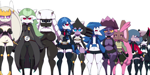 alternate_color anthro anthrofied chart eye_through_hair female group hair height_chart looking_at_viewer male shortstack shortstack_female simple_background translucent translucent_hair white_background greepurl nintendo pokemon blu_(greepurl) gun_(greepurl) eeveelution espeon gardevoir generation_2_pokemon generation_3_pokemon generation_4_pokemon generation_5_pokemon generation_6_pokemon generation_7_pokemon generation_8_pokemon generation_9_pokemon gothitelle hatterene humanoid kirlia lopunny mega_banette mega_evolution mismagius pheromosa pokemon_(species) roserade shiny_pokemon tinkaton ultra_beast wooloo 2024 absurd_res digital_media_(artwork) hi_res