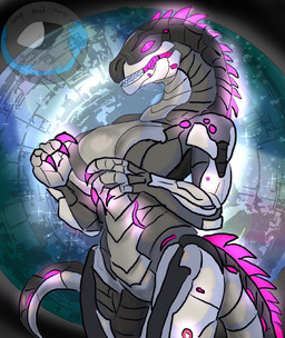 anthro big_breasts breasts claws female front_view glowing glowing_body machine solo space three-quarter_view cor1998l dinosaur prehistoric_species reptile robot saurischian scalie synth_(vader-san) theropod tyrannosaurid tyrannosauroid tyrannosaurus tyrannosaurus_rex digital_drawing_(artwork) digital_media_(artwork)