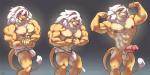 anthro balls bulge clothing erection flexing genitals male muscular muscular_anthro muscular_male nipple_piercing nipples penis piercing solo underwear leobo bastian_(leobo) felid lion mammal pantherine hi_res