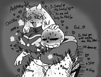 anthro anthro_penetrated aroused belly big_breasts big_butt blush bodily_fluids bone breasts butt clothed clothed_female clothed_male clothed_sex clothing crying curvy_figure duo embarrassed female genital_fluids genitals male male/female nipples penetration penile penile_penetration penis penis_in_vagina sex size_difference skeleton slightly_chubby slightly_chubby_female smaller_male smile sweat sweatdrop tears thick_thighs vaginal vaginal_fluids vaginal_penetration wet wet_body teddynours undertale undertale_(series) sans_(undertale) toriel boss_monster_(undertale) bovid caprine goat mammal hi_res monochrome