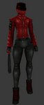 3d_(artwork) ambiguous_gender android animated anthro armor baton boots bottomwear butt clothing denim denim_bottomwear denim_clothing digital_media_(artwork) dtstat flat_chested footwear gloves handwear headgear helmet jacket jeans leather leather_clothing leather_jacket leather_topwear low_poly machine midriff pants red_eyes red_yr_(dtstat) robot short_playtime solo standing story story_in_description synth_(dtstat) topwear turntable_(animation) warning_symbol wide_hips