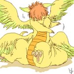 3_toes ambiguous_gender anthro blush claws eyes_closed feathered_wings feathers feet fur hair multi_wing nude pawpads simple_background sitting solo tail toes white_background wings yellow_body yellow_fur unknown_artist mana_(series) mythology secret_of_mana square_enix dragon feathered_dragon feathered_scalie flammie furred_dragon furred_scalie mythological_creature mythological_scalie scalie 1:1 low_res